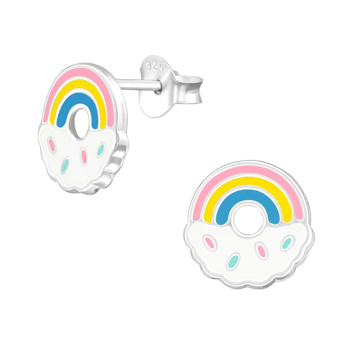 Zilveren kinderoorbellen regenboog