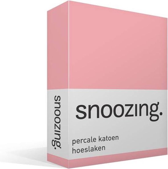 Snoozing - Hoeslaken  - Tweepersoons - 120x220 cm - Percale katoen - Roze