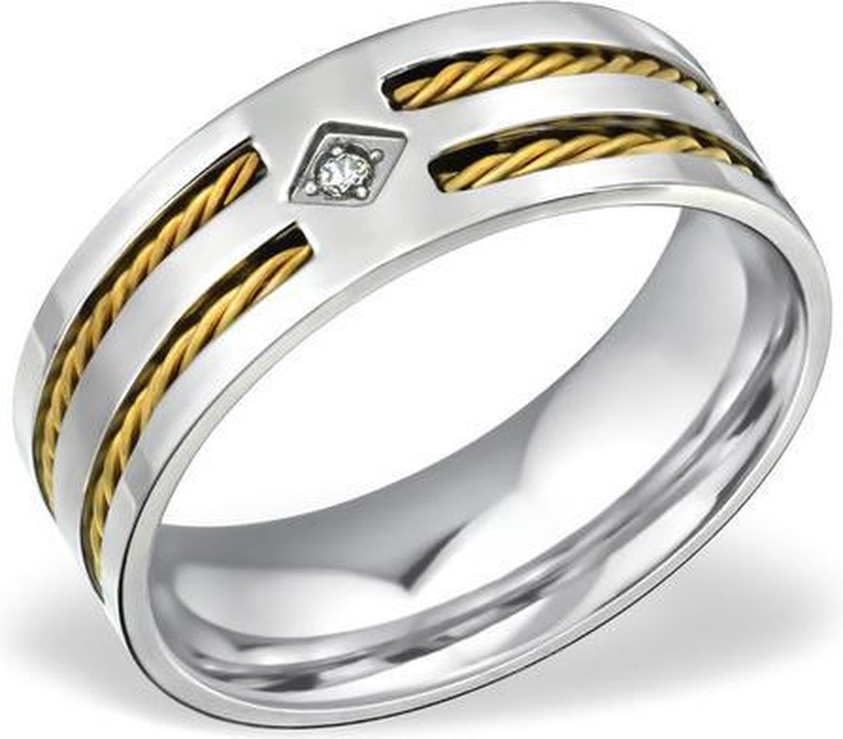 Amanto Ring Avi - 316L Staal - 8mm - Maat 66 - 21mm