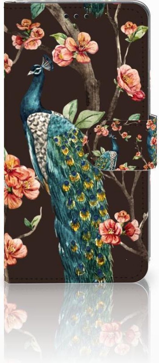 Samsung Galaxy S10 Telefoonhoesje met Pasjes Pauw met Bloemen