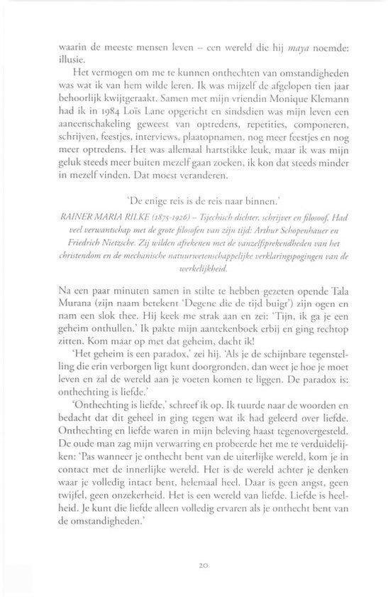 Pagina uit een boek met tekst over liefde en het geheim van genialiteit.