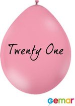 Ballonnen Twenty One Pink met opdruk Zwart (lucht)