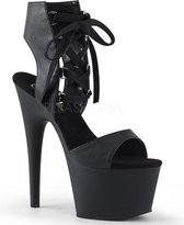 Adore-700-14 plateau sandaal met veters en stiletto hak mat zwart - (EU 35 = US 5) - Pleaser