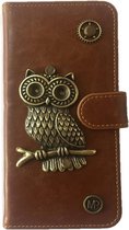 MP Case® PU Leder Mystiek design Bruin Hoesje voor Sony Xperia XZs Uil Bedel book case wallet case