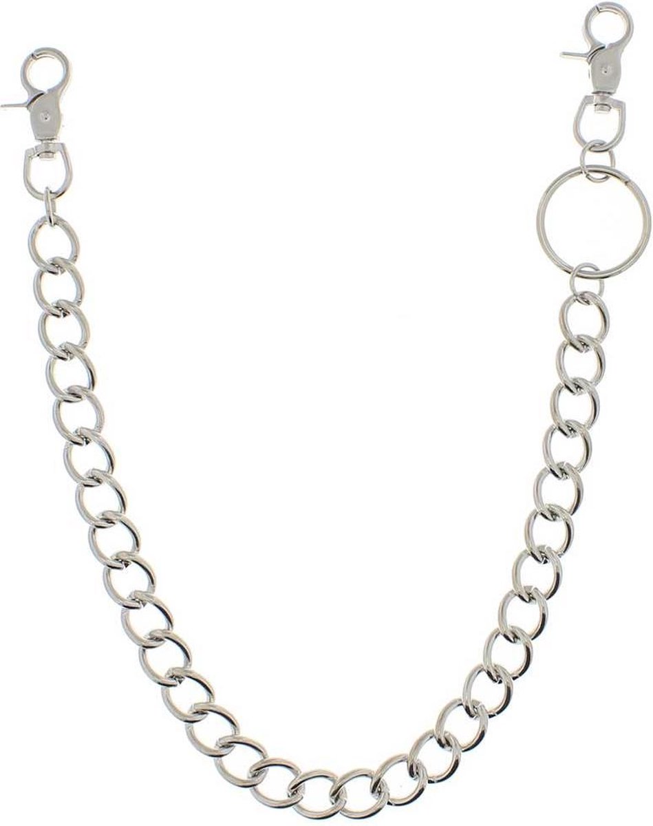 Zac's Alter Ego - 55 cm round links thick Portemonneeketting/broekketting - Zilverkleurig