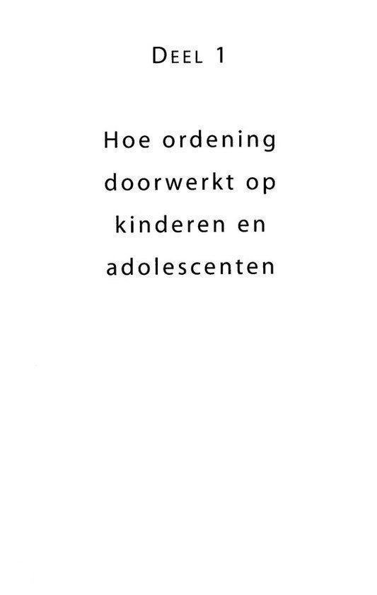 Titelpagina van een boek met 'DEEL 1' en 'Hoe ordening doorwerkt op kinderen en adolescenten'.
