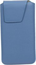 BestCases.nl HTC One V - Universele Leder look insteekhoes/pouch Model 1 - Blauw Medium