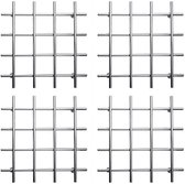 Vierkante Moderne RVS Pan Onderzetter Chroom Look Set - 4 Stuks - 19x19 cm | Pannen | Keuken | RVS | Chroom | Modern | Onderzetters