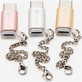 Fashion Keychain Adapter Micro USB Port / Type-C Coverter - Zilver