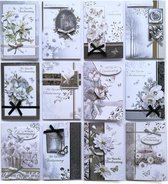 Luxe 3D Condoleance Kaarten - Met oprechte Deelneming - 12 Wenskaarten - Bloemen - L-069