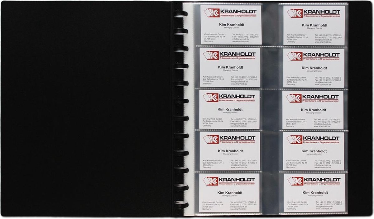 EXXO-HFP #17368 - FLEXZIP A4 Hervulbaar Visitekaart Album; Zwart; incl. 20 Tassen v/400 kaartjes - 1 Stuk