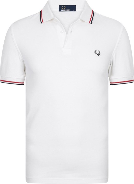 Fred Perry M3600 Shirt Polo White Bright Red Navy Bol