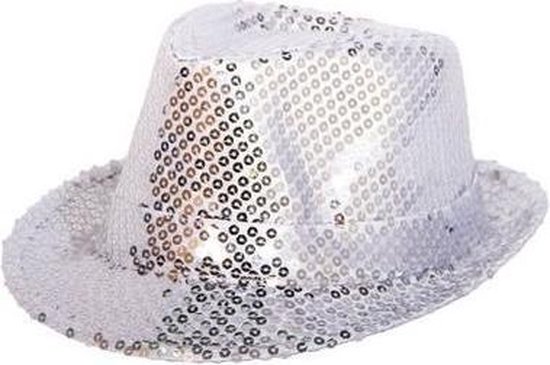 2x Zilveren trilby glitter party hoedjes met pailletten | bol.com