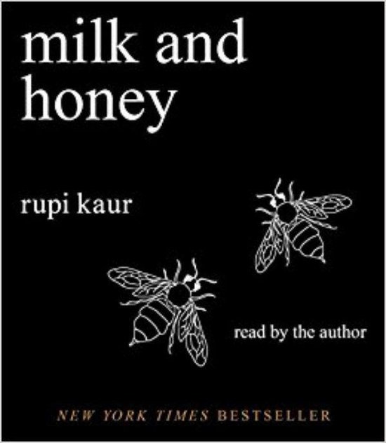 Livre "milk and honey" de rupi kaur, avec deux illustrations d'abeilles et "NEW YORK TIMES BESTSELLER"