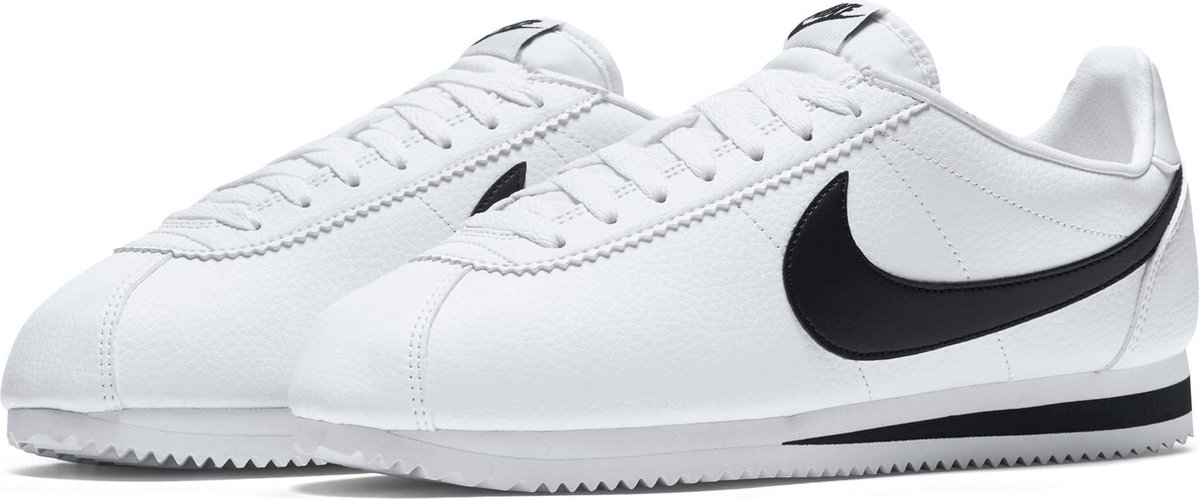 Nike Classic Cortez Leather Sportschoenen Maat 45 Mannen wit zwart bol