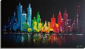 Acrylverf schilderij - Schilderij Night City - 120x70