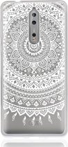 Shop4 - Nokia 8 Hoesje - Harde Back Case Mandala Wit