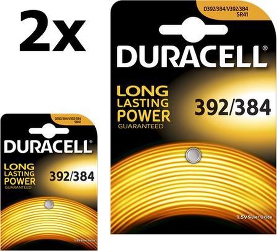 2 Stuks - Duracell 392-384/G3/SR41W 1.5V 41mAh knoopcel batterij | bol.com
