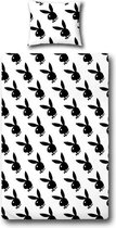 Playboy Bunny Allover Dekbedovertrek - Tweepersoons - 200x200/220 cm - Black/White