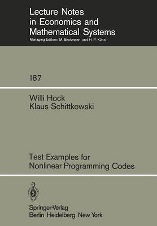 Lecture Notes in Economics and Mathematical Systems187- Test ... - cover