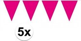 5x vlaggenlijn / slinger magenta roze 10 meter - totaal 50 meter - slingers