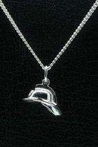 Zilveren Brandweerhelm ketting hanger - middel
