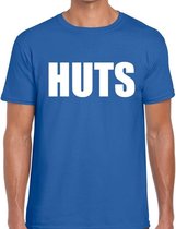HUTS heren shirt blauw - Heren feest t-shirts XL