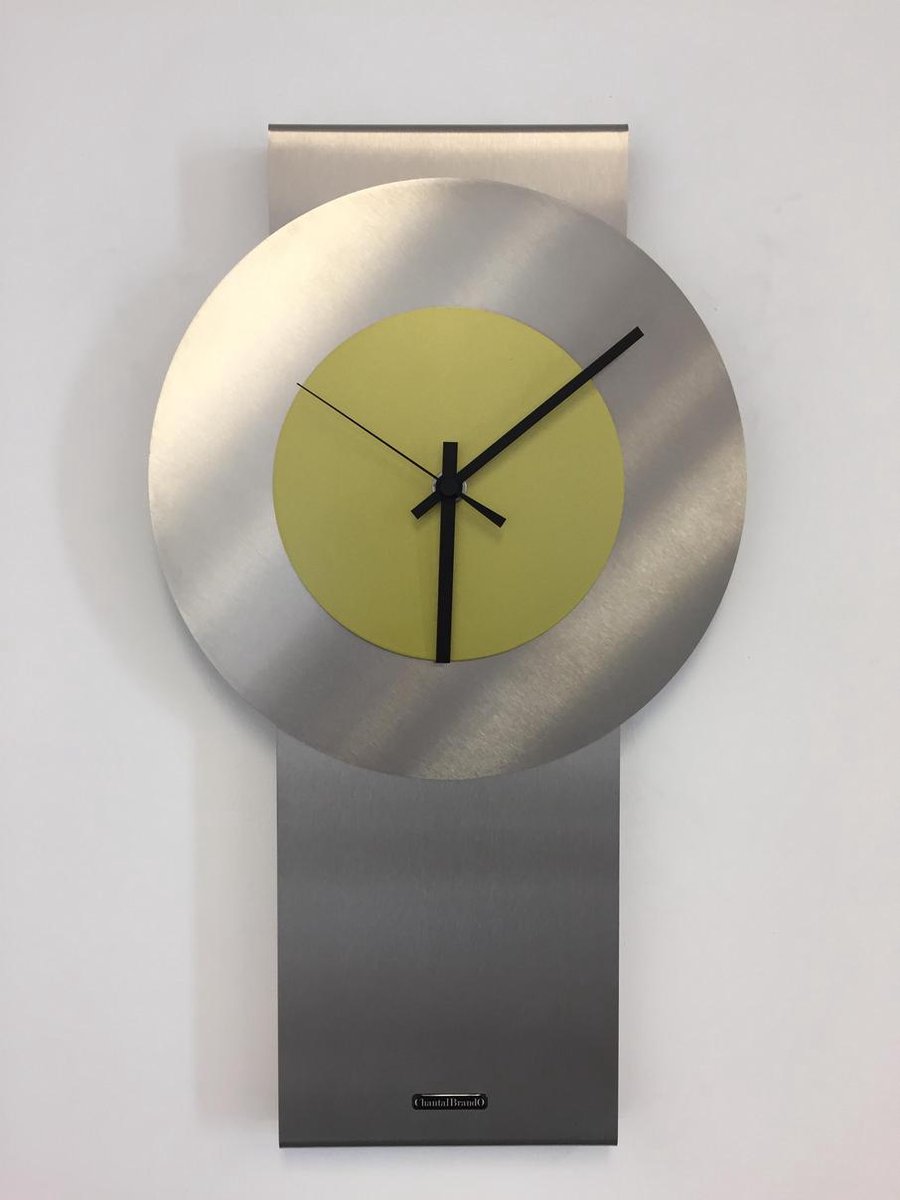 Wandklok RVS Pendulum Lime -Green