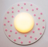 Funnylight kinderlamp XL sterrenwereld LED wit - plafonniere wit met roze glow in the dark sterren