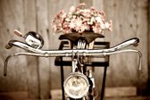 Tuinposter - Fietsstuur met bloemen