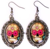 Sugar skull oorbellen goud type 2