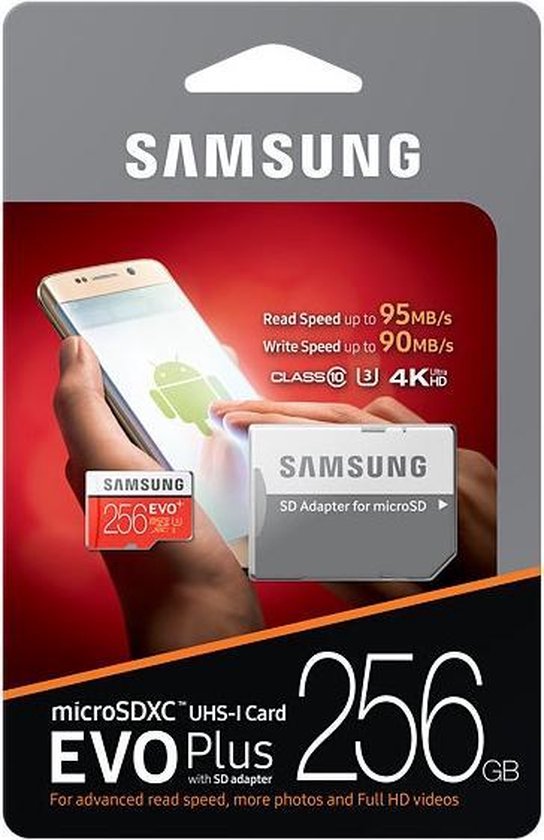 salon Verlichten hoogte Samsung Evo+ 256 GB Micro SD kaart - met adapter | bol.com