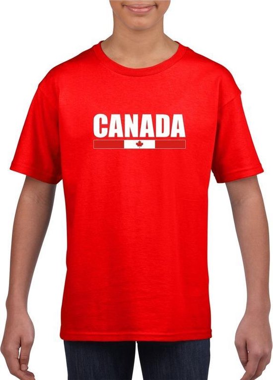 Rood Canada supporter t-shirt voor kinderen 158/164