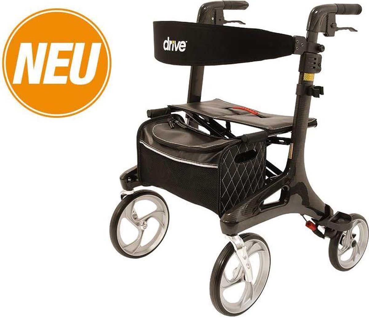 Goedkoopste Drive Nitro rollator - 5.8kg - Carbon - Lichtgewicht - Opvouwbaar