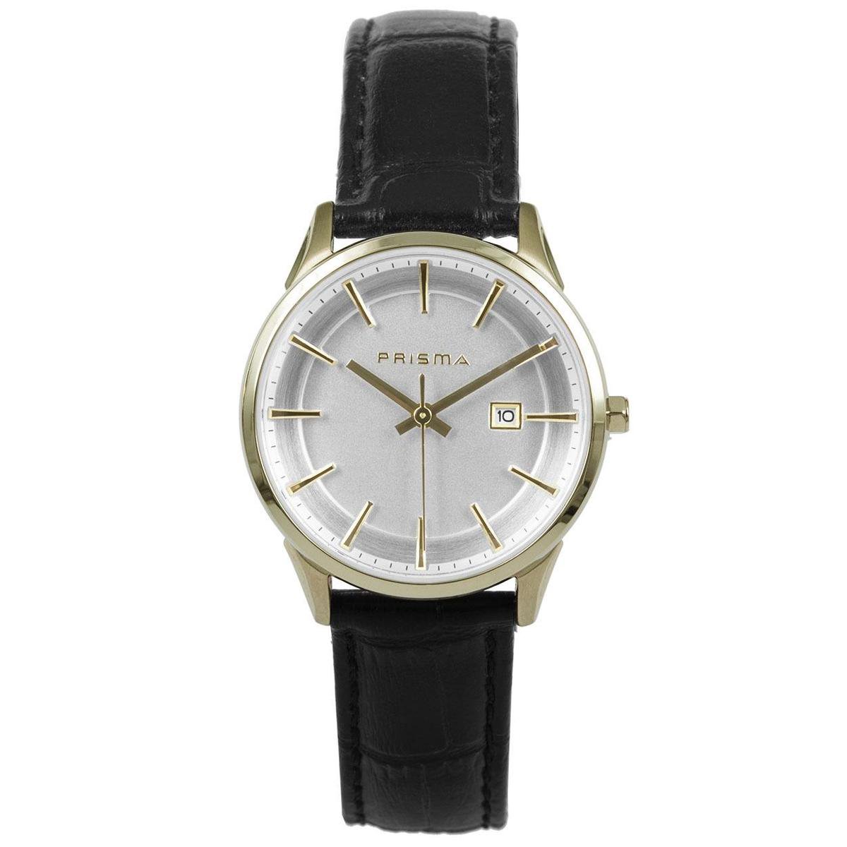 Prisma Stainless Steel Dames horloge P1573 - Leer - Zwart