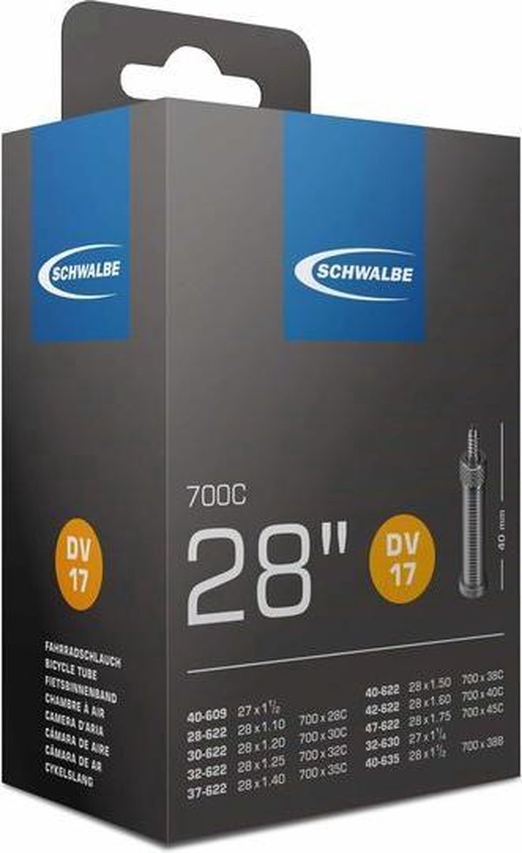 Schwalbe DV17 - Binnenband Fiets - Hollands Ventiel - 40 mm - 28 x 1 1/4 - 1 3/8 - 1 1/2 - 175