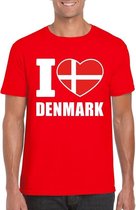 Rood I love Denemarken/ Denmark supporter shirt heren - Deens t-shirt heren M