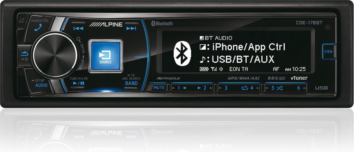 Alpine CDE-178BT - Autoradio Enkel DIN - USB - CD - Bluetooth | bol.com