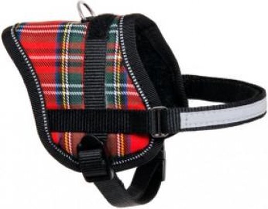 Teeny weeny mini rood geruit hondentuig 26-35cm