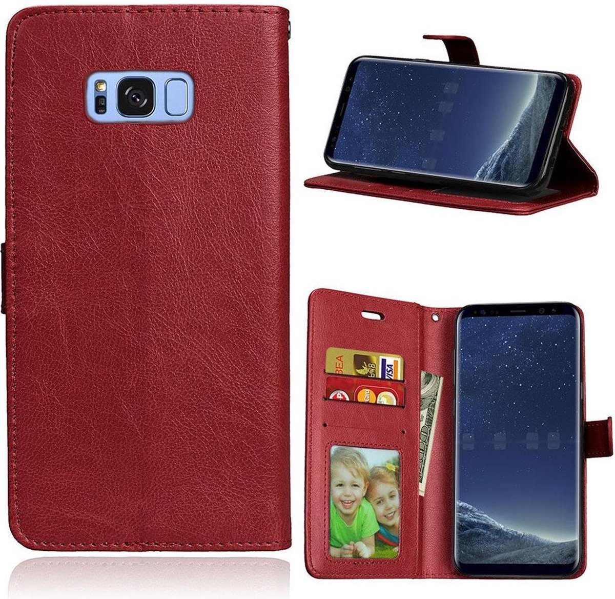 Telefoonhoes Geschikt voor: Samsung Galaxy S8 Plus portemonnee hoesje - Bruin