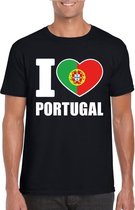 Zwart I love Portugal fan shirt heren XL