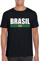 Zwart/ wit Brazilie supporter t-shirt voor heren L