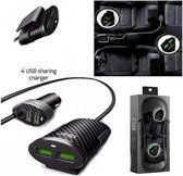 Ldnio Road / achterbank dubbele autolader met 4 USB poorten Met 1 Meter Micro USB Kabel geschikt voor o.a Samsung Galaxy S2 S3 S4 S5 S6 S7 Mini Edge