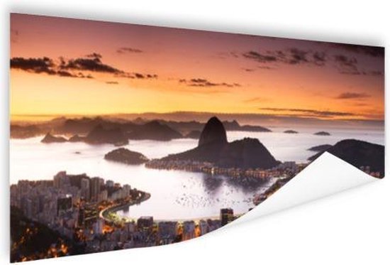 Zonsondergang Rio de Janeiro Poster 150x75 cm - Foto print op Poster (wanddecoratie woonkamer / slaapkamer) / Brazilië Poster