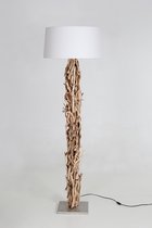 Houtenlamp brocant staand 170cm variant 1 met witte kap
