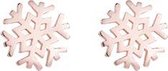 24/7 Jewelry Collection Sneeuwvlok Oorbellen - Geborsteld - Rosé Goudkleurig