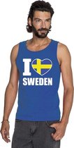 Blauw I love Zweden fan singlet shirt/ tanktop heren XL