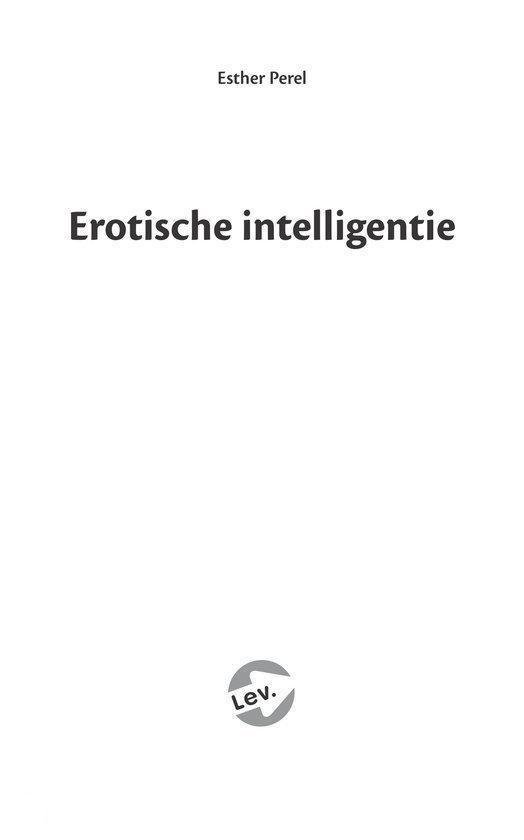 Titelpagina van een boek met de titel "Erotische intelligentie" en een logo.