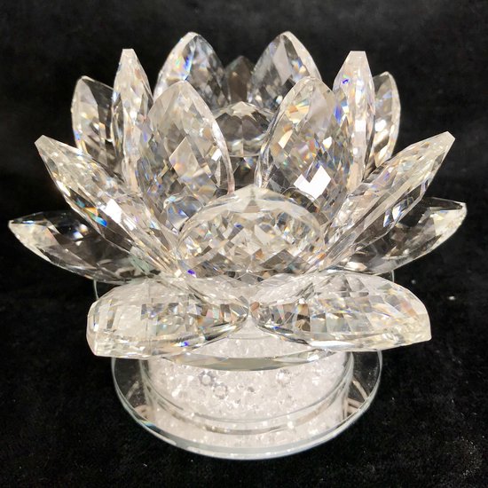Kristal glas lotus met verlichting 13x10cm , Perfect en exquise kristal