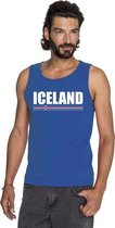 Blauw Ijsland supporter singlet shirt/ tanktop heren XL